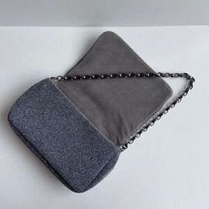 VINTAGE MAX MARA MADE IN ITALY METALLIC EVENING BAG BEADED SILVER GUN METAL